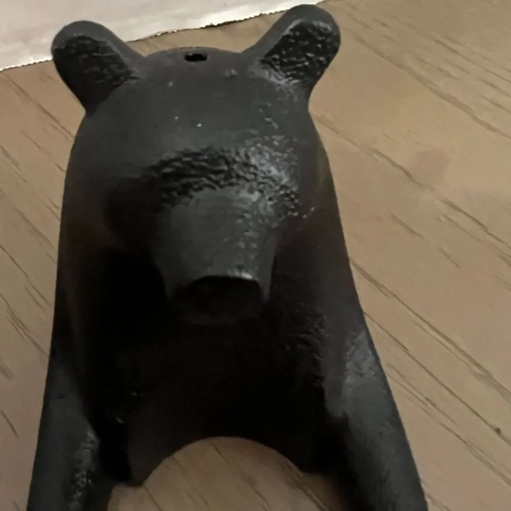 West Elm Bear Salt & Pepper Shakers Cast Iron & Wood New